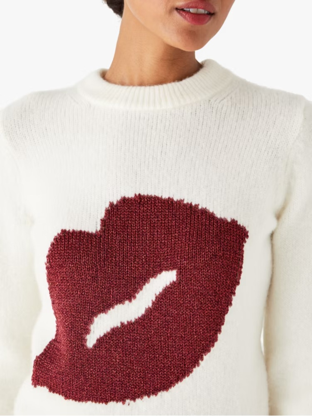 NWT $298 Kate Spade ♠️ New York ‘Mercy’ Sparkle Lip 👄 Soft Cream Sweater XS